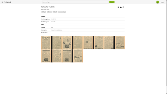 Zeitungsseiten Überblick über die Darstellung der Zeitungsseiten im System
