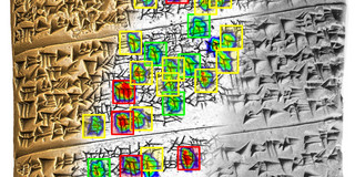 Cuneiform tablet with highlighted signs